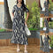 Women's Printed V-Neck Dress with Side Slit