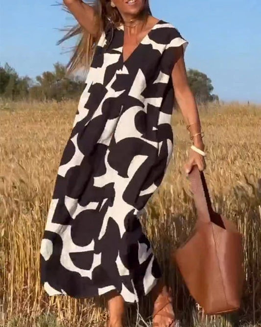 🎁Mother's Day Hot Sale 63%🔥V-Neck Print Dress