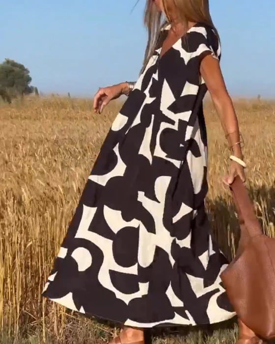 🎁Mother's Day Hot Sale 63%🔥V-Neck Print Dress