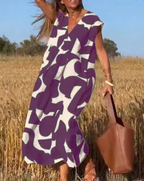 🎁Mother's Day Hot Sale 63%🔥V-Neck Print Dress