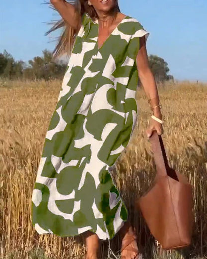 🎁Mother's Day Hot Sale 63%🔥V-Neck Print Dress