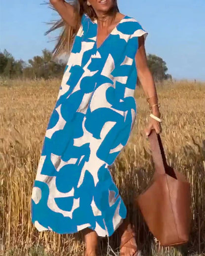 🎁Mother's Day Hot Sale 63%🔥V-Neck Print Dress
