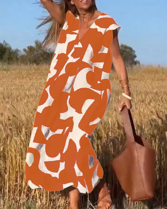 🎁Mother's Day Hot Sale 63%🔥V-Neck Print Dress