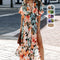 Summer Floral Printed Sexy Deep V-Neck High-Waist Split Dress for Women