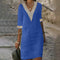 V-neck Lace-trimmed Cotton Linen Dress