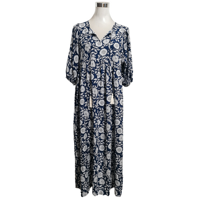 Women's Elegant Floral Print V-Neck Long Dress