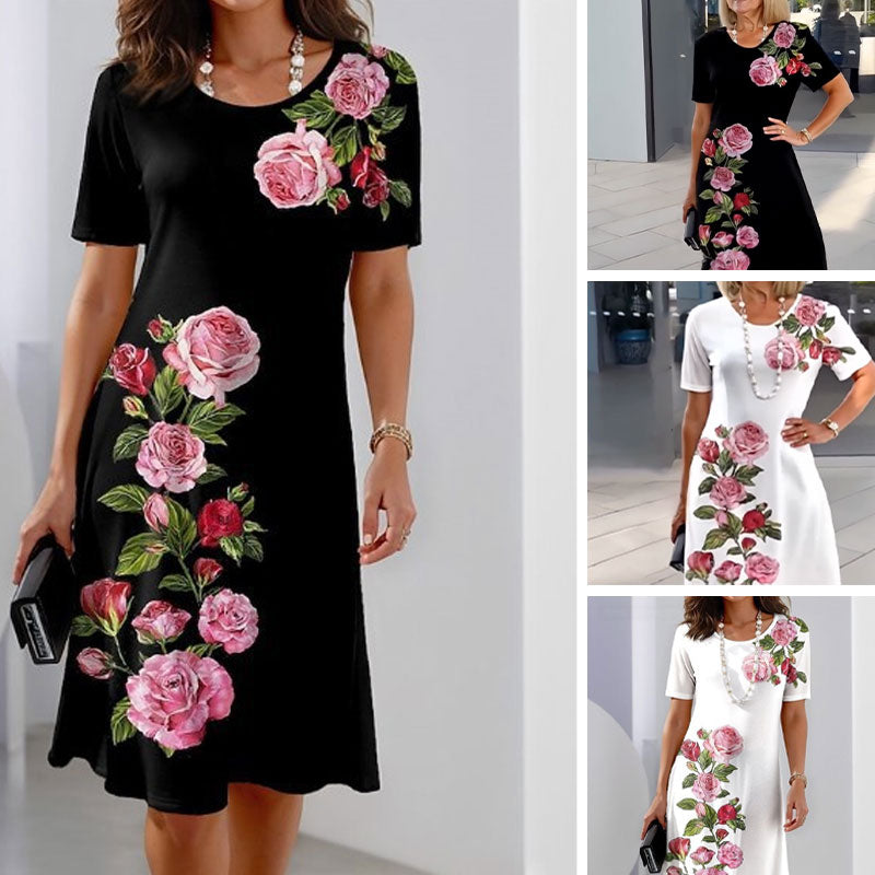 ⏳ Limited time 50% off! 💥Rose Bloom Short Sleeve Dress(The more you buy. the higher the discount)