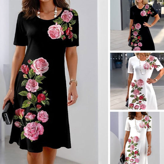 ⏳ Limited time 50% off! 💥Rose Bloom Short Sleeve Dress(The more you buy. the higher the discount)