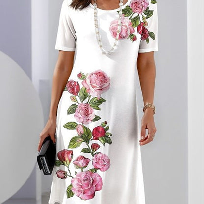 ⏳ Limited time 50% off! 💥Rose Bloom Short Sleeve Dress(The more you buy. the higher the discount)
