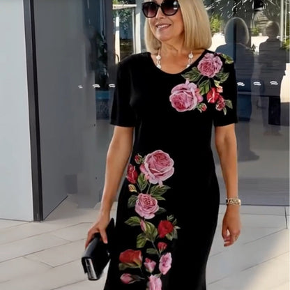 ⏳ Limited time 50% off! 💥Rose Bloom Short Sleeve Dress(The more you buy. the higher the discount)