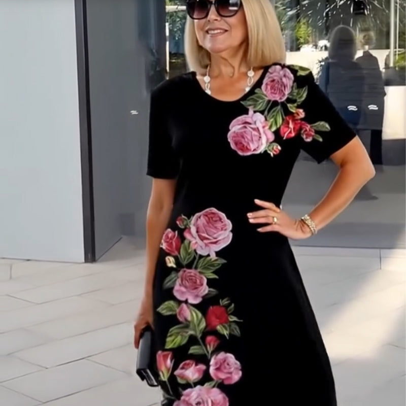 ⏳ Limited time 50% off! 💥Rose Bloom Short Sleeve Dress(The more you buy. the higher the discount)