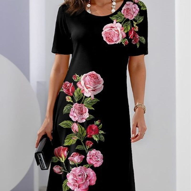 ⏳ Limited time 50% off! 💥Rose Bloom Short Sleeve Dress(The more you buy. the higher the discount)