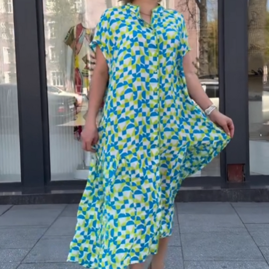 Women's Loose Fit Geo Print Shirt Dress