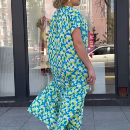 Women's Loose Fit Geo Print Shirt Dress