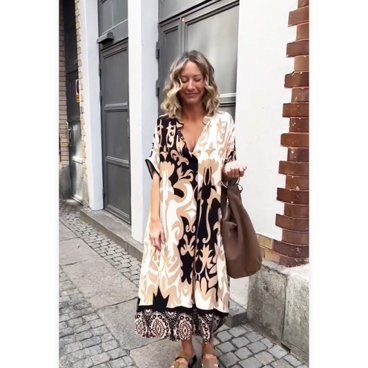 🔥Last Day Promotion 50% OFF🔥Women's Loose V-Neck Printed Dress