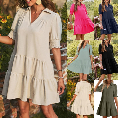 Women's V-Neck Ruffle Mini Dress