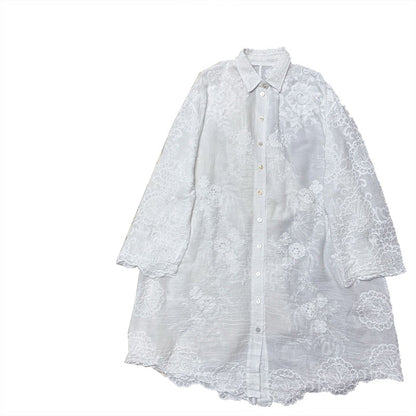 Woman's Comfortable Embroidered Shirt Dress