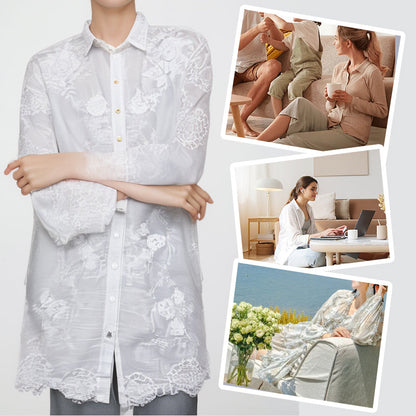 Woman's Comfortable Embroidered Shirt Dress