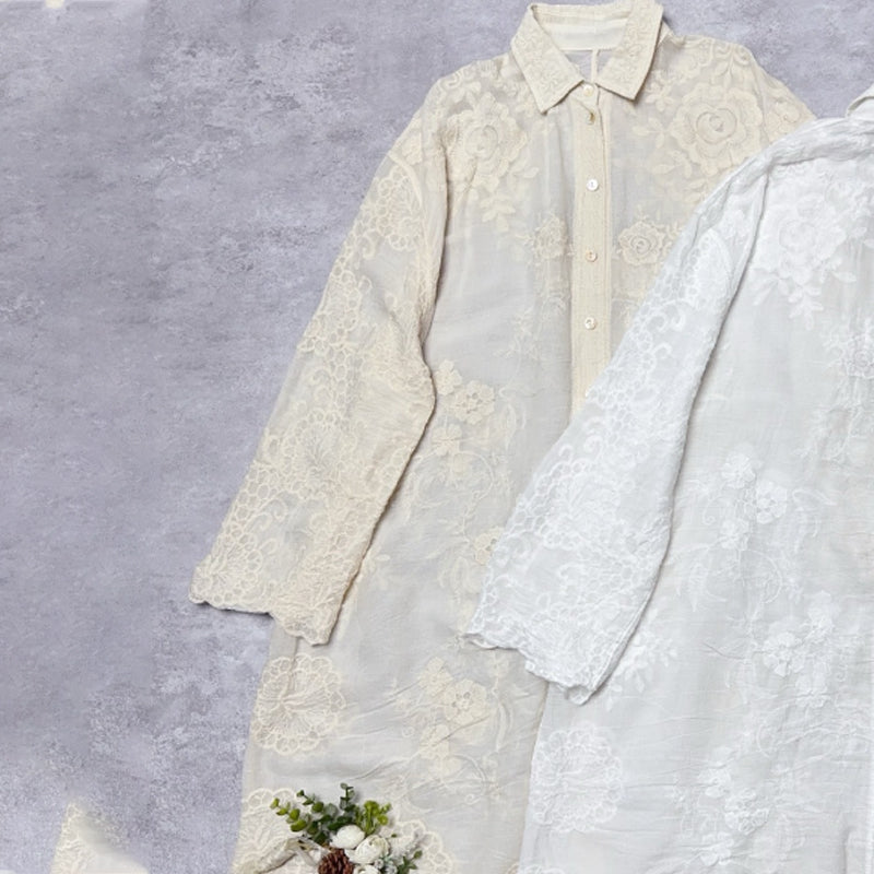 Woman's Comfortable Embroidered Shirt Dress