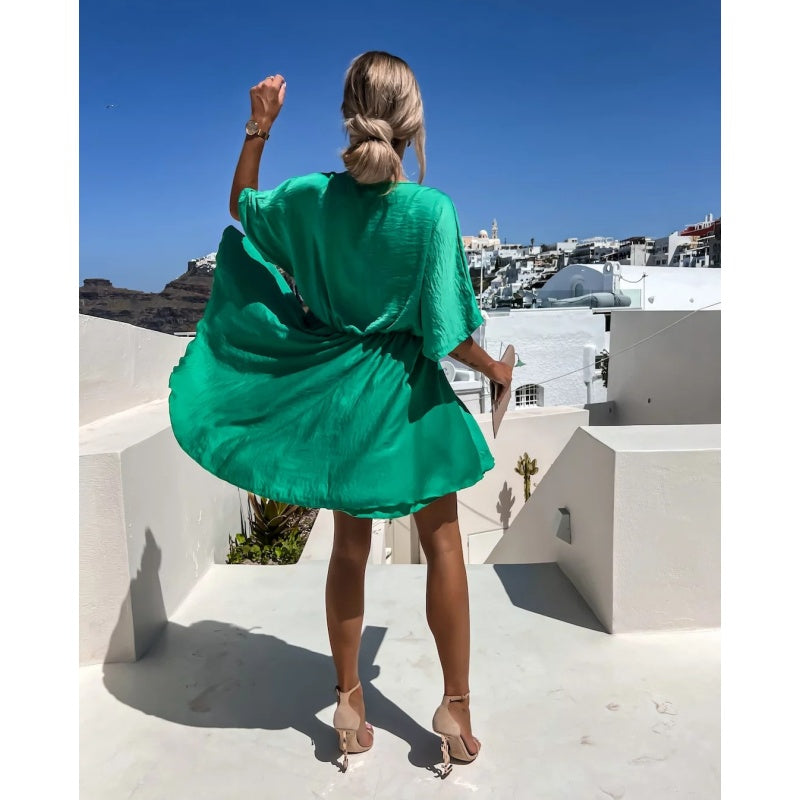 Women's Fluttering Loose Waist Irregular Hem Dresses