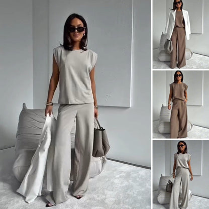 Women's 2-Piece T-Shirt & Wide Leg Dress Pants Set
