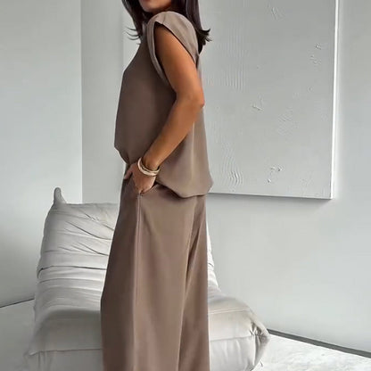 Women's 2-Piece T-Shirt & Wide Leg Dress Pants Set
