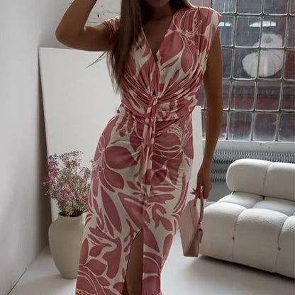🌺2025 Summer New Arrivals👗Sleeveless Printed Slit Dress✨
