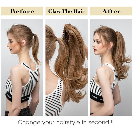 🌸Women's Slightly Curly Chemical Fiber Hair Simulation Natural Fake Ponytail Hairpin