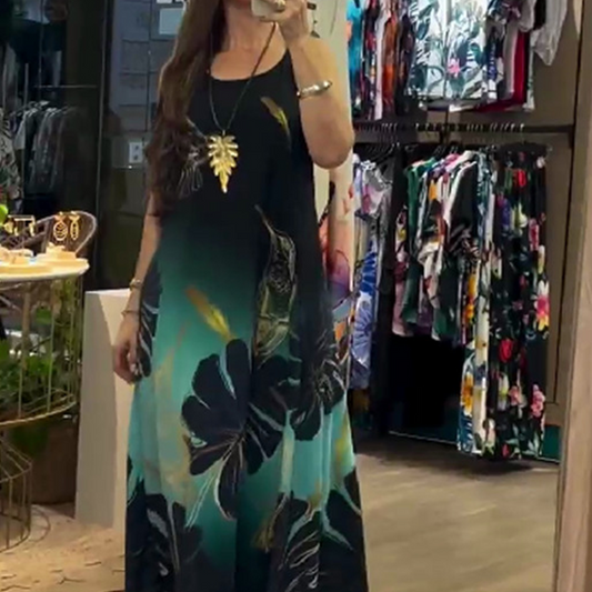 💖LAST DAY SALE 50% OFF💖Women's Loose Printed Sleeveless Maxi Dress
