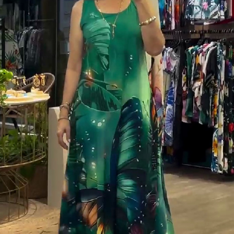 💖LAST DAY SALE 50% OFF💖Women's Loose Printed Sleeveless Maxi Dress