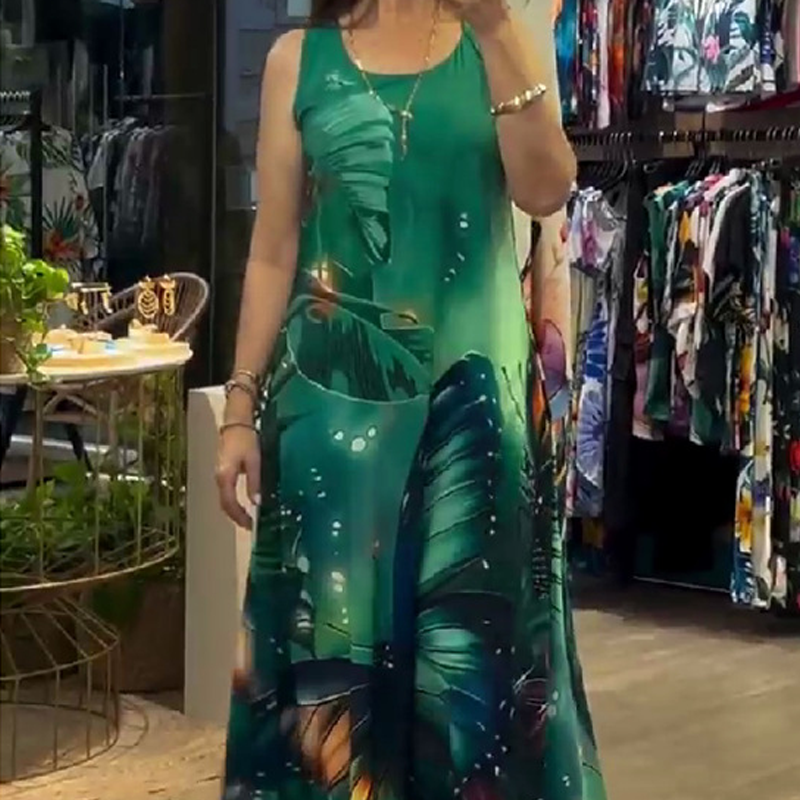 💖LAST DAY SALE 50% OFF💖Women's Loose Printed Sleeveless Maxi Dress