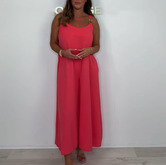 Women's Casual Solid Color Loose Jumpsuit