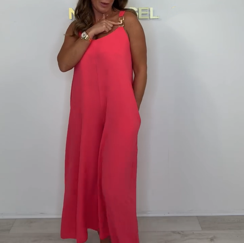 Women's Casual Solid Color Loose Jumpsuit
