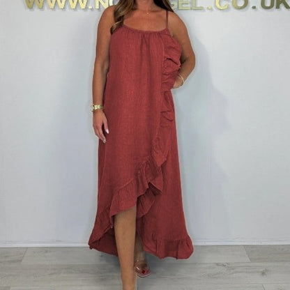 Women's Spaghetti Strap Dress with Asymmetrical Hem