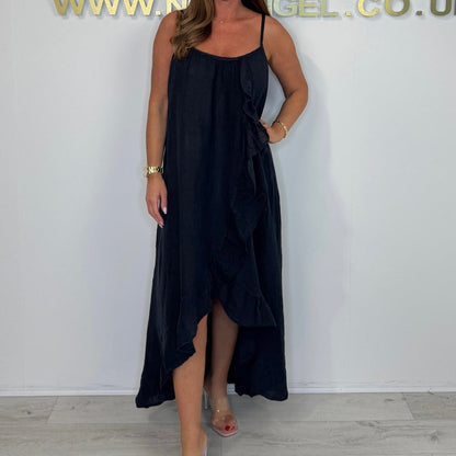 Women's Spaghetti Strap Dress with Asymmetrical Hem