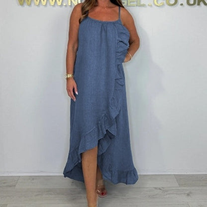 Women's Spaghetti Strap Dress with Asymmetrical Hem