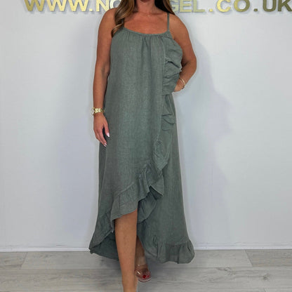 Women's Spaghetti Strap Dress with Asymmetrical Hem