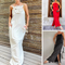 Women's Elegant Spaghetti Strap Maxi Dress with Floral Accent