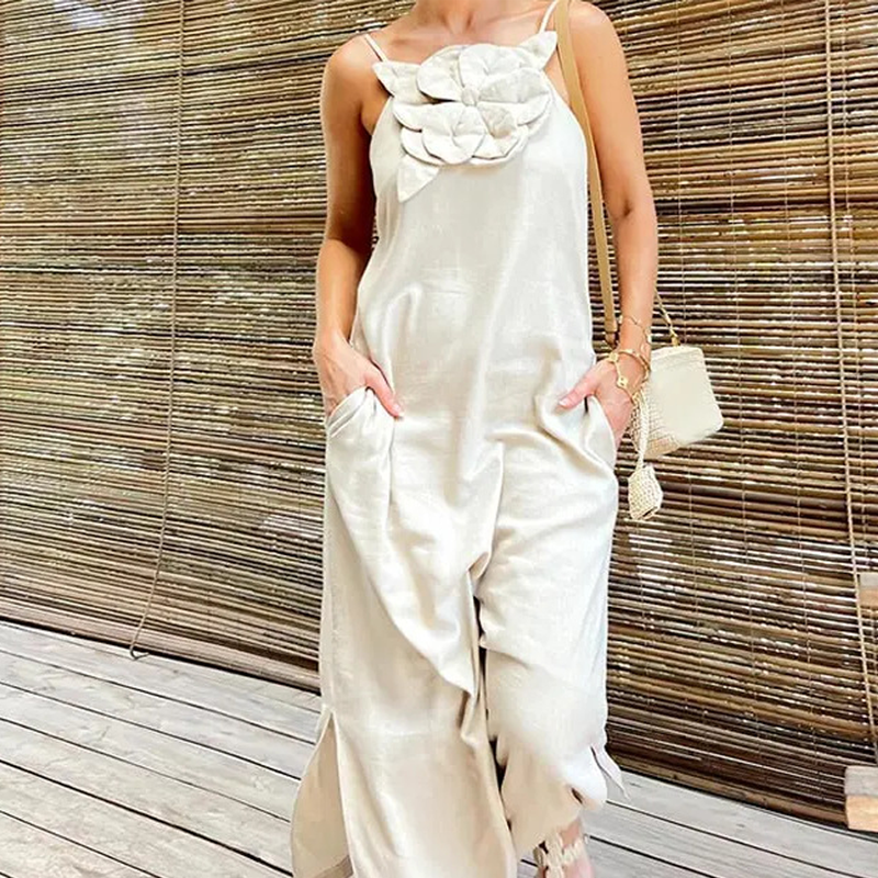 ⏳ Limited time 50% off! 💥Women's Elegant Spaghetti Strap Maxi Dress with Floral Accent