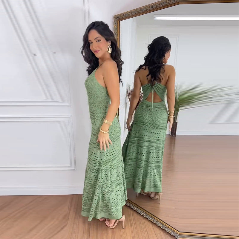 Women's Elegant Hollow Out Halter Dress