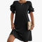 Women's Solid A-Line Ruffled Short Sleeves Dress