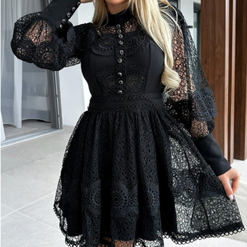 Women's Sexy Lace Long Sleeve Dresses