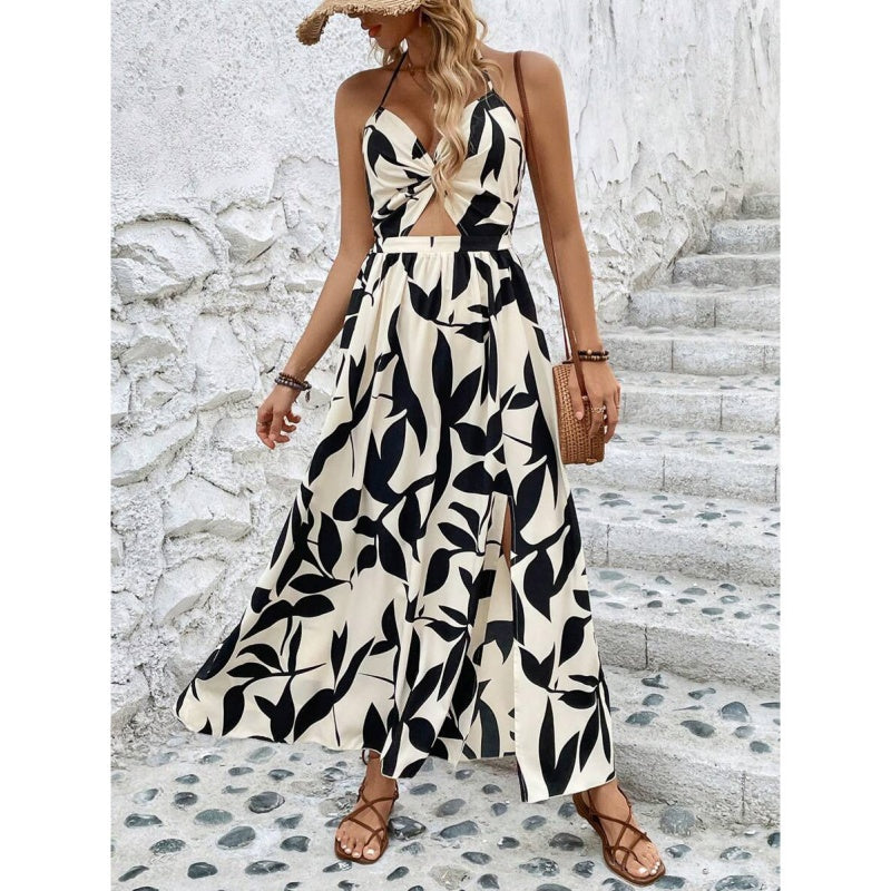 Women's Elegant Sexy Floral Print Halter Dress