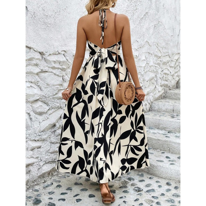 Women's Elegant Sexy Floral Print Halter Dress