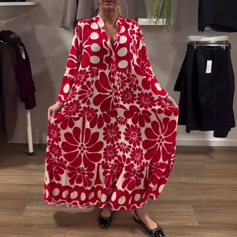 Women's Floral Print Loose-Fit Ankle Length Dress