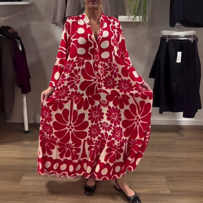 Women's Floral Print Loose-Fit Ankle Length Dress