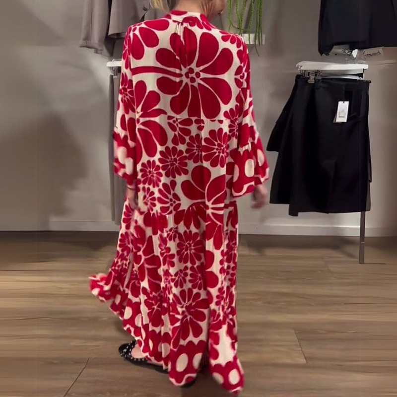 Women's Floral Print Loose-Fit Ankle Length Dress