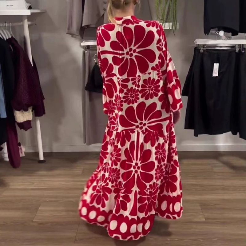 Women's Floral Print Loose-Fit Ankle Length Dress
