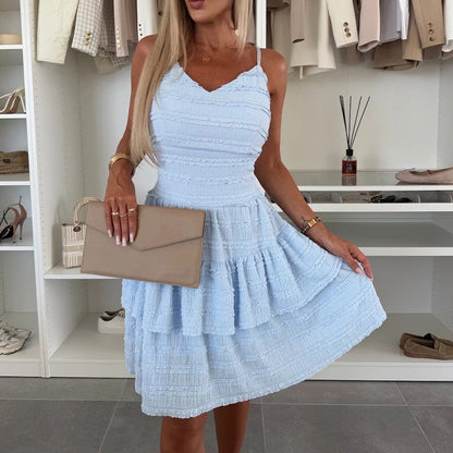 Women's Spaghetti Strap Tiered Mini Dress