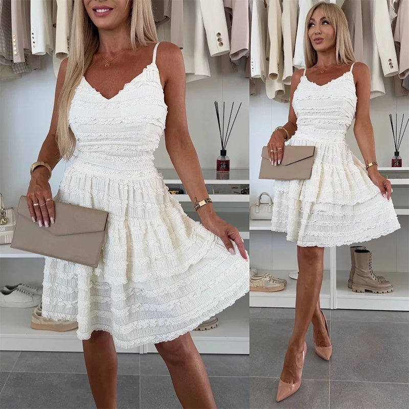 Women's Spaghetti Strap Tiered Mini Dress